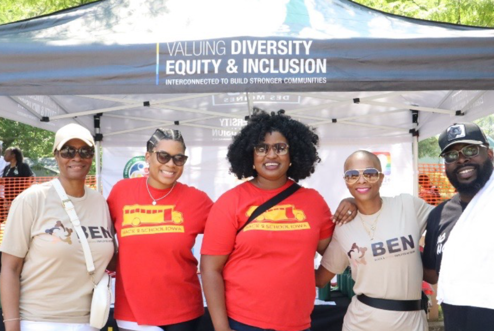 Figure 5: Nyra Bottley, Back 2 School Bash Founders Shekinah Fountain and Deidre DeJear, BEN Chair Alicia Brooks, and volunteer Rob Johnson. 